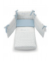 Set lettino Azzurra Design con piumino paracolpi, lenzuola, federa e copri materasso, fantasia a pois, colore celeste