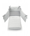 Set lettino Azzurra Design con piumino paracolpi, lenzuola, federa e copri materasso, fantasia a pois, colore grigio