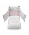 Set lettino Azzurra Design con piumino paracolpi, lenzuola, federa e copri materasso, fantasia a pois, colore rosa chiaro