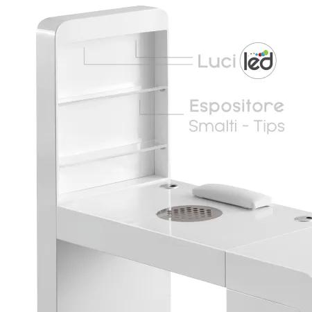 Tavolo Per Manicure Professionale Componibile Con Espositore E Led