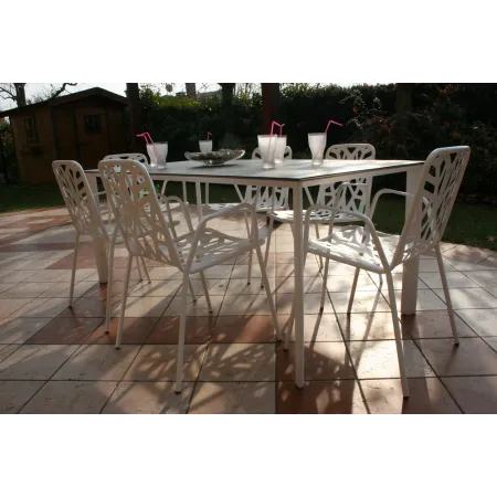 Sedia da giardino con braccioli, bianco su richiesta