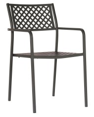 Poltroncina da giardino in acciaio, impilabile, color antracite