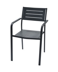 Poltroncina da giardino in acciaio, impilabile, color antracite, made in Italy