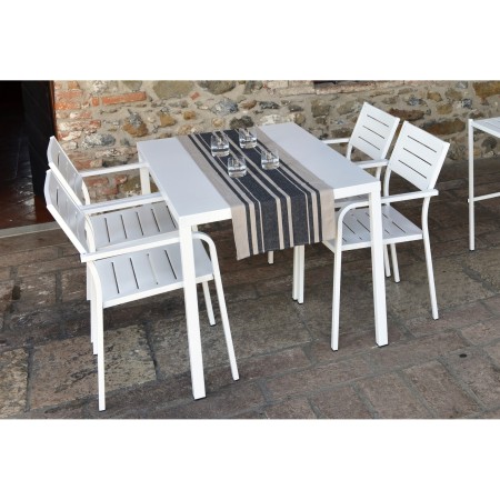 Poltroncina da giardino in acciaio, impilabile, color bianco (su richiesta), made in Italy