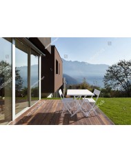 Tavolo pieghevole in acciaio, 80x80 cm, made in Italy, bianco su richiesta
