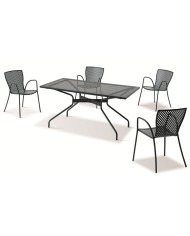 Tavolo da giardino fisso, Made in Italy, 120x80 cm, con sedie modello Sonia