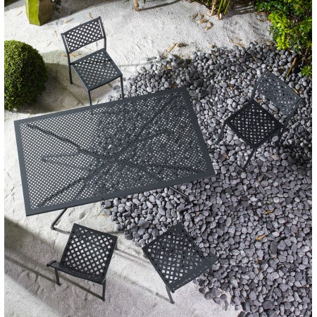 Tavolo da giardino fisso, Made in Italy, 120x80 cm, con sedie modello Lola