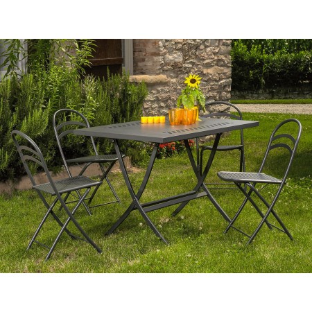 Tavolo da giardino pieghevole, Made in Italy, con le sedie Flipper