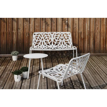 Divanetto per giardino, in acciaio, made in Italy, impilabile