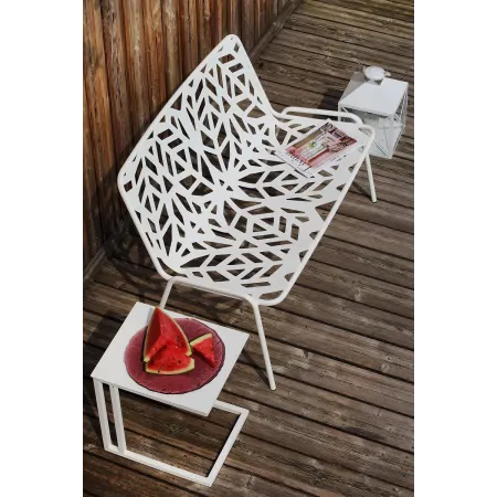 Divano da giardino, in metallo, due posti, bianco