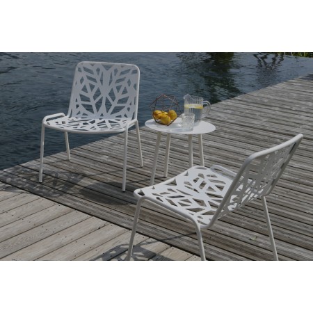 Poltrona da giardino, impilabile, made in Italy, bianca, con tavolino Elypso