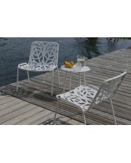 Poltrona da giardino, impilabile, made in Italy, bianca, con tavolino Elypso