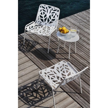 Tavolino ovale da giardino, Made in Italy, bianco