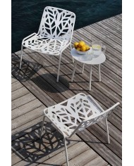 Tavolino ovale da giardino, Made in Italy, bianco