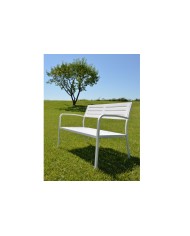 Divano da giardino a 2 posti, in acciaio, Made in Italy, bianco