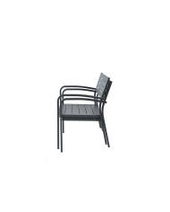 Divano da giardino a 2 posti, in acciaio, Made in Italy, impilato