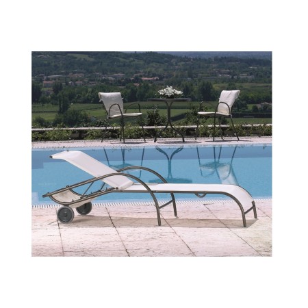 Lettino prendisole con ruote, Made in Italy, tessuto Textilene