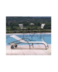Lettino prendisole con ruote, Made in Italy, tessuto Textilene
