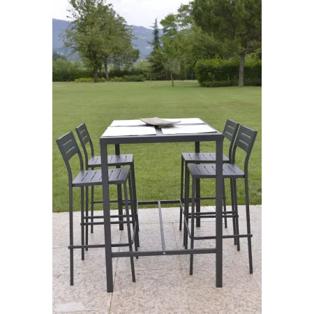 Tavolo alto in metallo, altezza 105 cm, Made in Italy, 80x80 cm