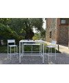 Tavolo alto in metallo, altezza 105 cm, Made in Italy, bianco, 120x80 cm