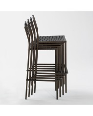 Sgabello in metallo Made in Italy, altezza seduta 75 cm, impilati