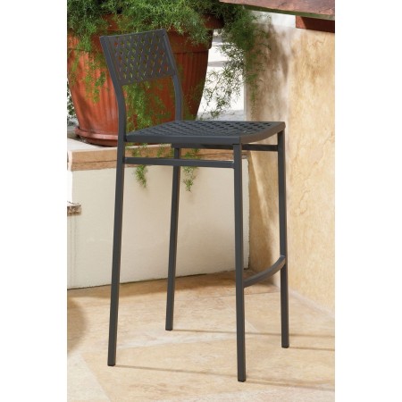 Sgabello in metallo Made in Italy, altezza seduta 75 cm, grigio antracite