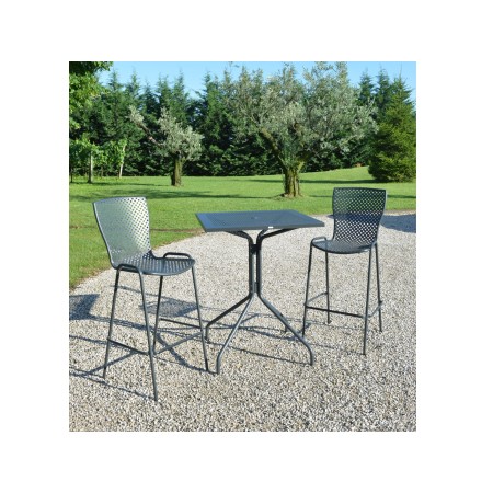 Sgabello in metallo Made in Italy, altezza seduta 75 cm, colore antracite