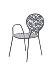 Sedia con braccioli per giardino, in acciaio, made in Italy
