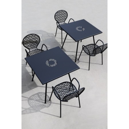 Sedia con braccioli per giardino, in acciaio, made in Italy, grigio antracite
