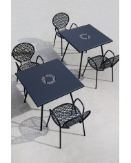 Sedia con braccioli per giardino, in acciaio, made in Italy, grigio antracite