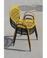 Sedia con braccioli per giardino, in acciaio, made in Italy, giallo su richiesta