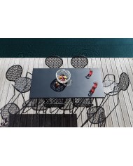 Sedia con braccioli per giardino, in acciaio, made in Italy, grigio antracite