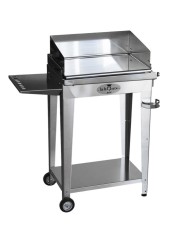 Grill 6.4 Inox piastra liscia con para-schizzi, portapiatti e kit mensola e ruote