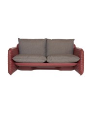 Mara Sofa struttura cuoio mogano - cuscino marrone London - fronte