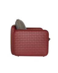 Mara Sofa struttura cuoio mogano - cuscino marrone London - lato