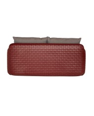 Mara Sofa struttura cuoio mogano - cuscino marrone London - retro