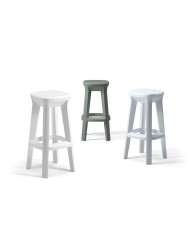Frozen Square Stool bianco - verde salvia - cenere