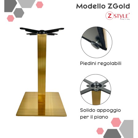 Base Per Tavolo In Acciaio Quadrata Gold - ZStyle