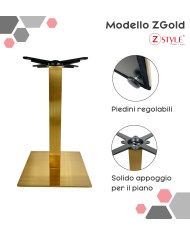 Base Per Tavolo In Acciaio Quadrata Gold - ZStyle