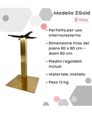 Base Per Tavolo In Acciaio Quadrata Gold - ZStyle