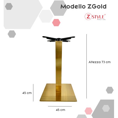 Base Per Tavolo In Acciaio Quadrata Gold - ZStyle