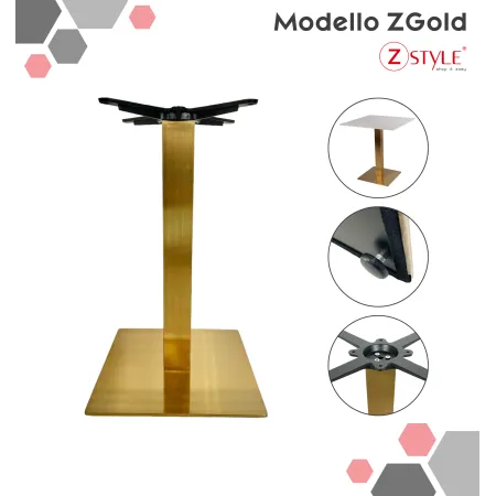 Base Per Tavolo In Acciaio Quadrata Gold - ZStyle