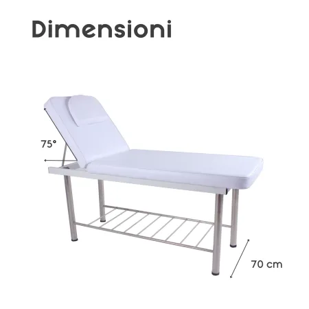 Lettino Fisso Da Massaggio Cromato A 2 Zone Con Schienale Inclinabile - ZStyle