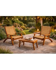 Spring Salotto da Giardino in Acacia e Polyrattan