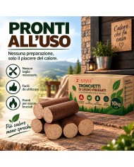 Tronchetti di Legno Pressato ZStyle – Bricchetti per Camino e Stufa